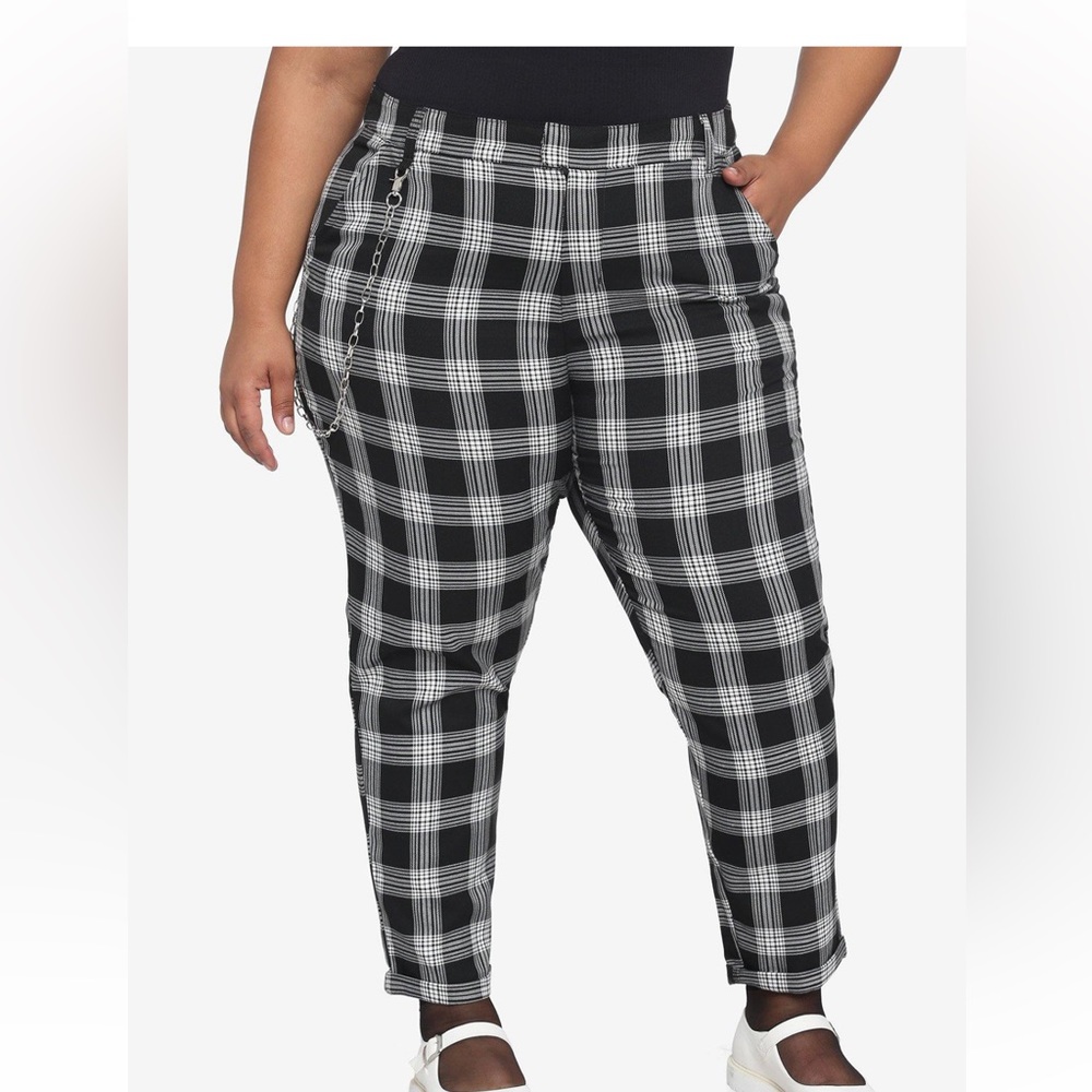 Hot topic black and white plaid pants